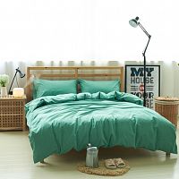 Комплект постельного белья Вальтери Лён с хлопком Зеленый LE-09