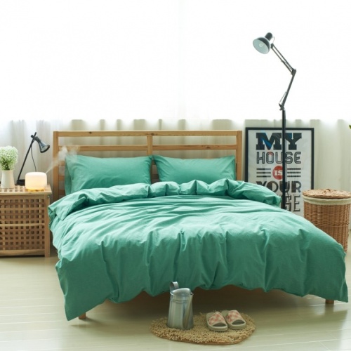 Комплект постельного белья Вальтери Лён с хлопком Зеленый LE-09