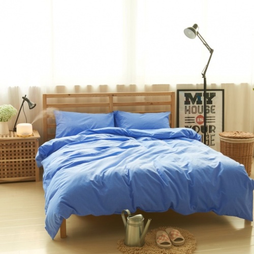 Комплект постельного белья Вальтери Лён с хлопком Синий LE-08