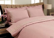 Комплект постельного белья OdaModa Сатин Розовый Crown (pink)