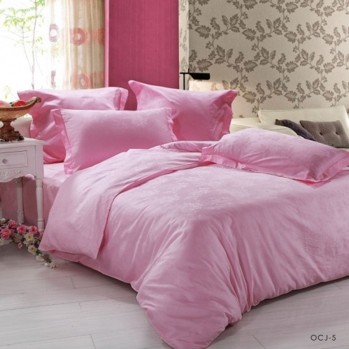 Комплект постельного белья Фамилье Жаккард Розовый OCJ-05